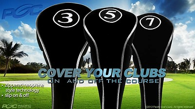 #ad NO LOGO COMPLETE 3 5 7 WOOD SET NEW DRIVER GOLF CLUB HEAD COVERS BLACK HEADCOVER $23.95