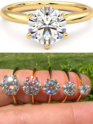 #ad 0.5 4ct VVS D Real Moissanite Engagement Promise Ring 14k Gold Plated 925 Silver $116.53