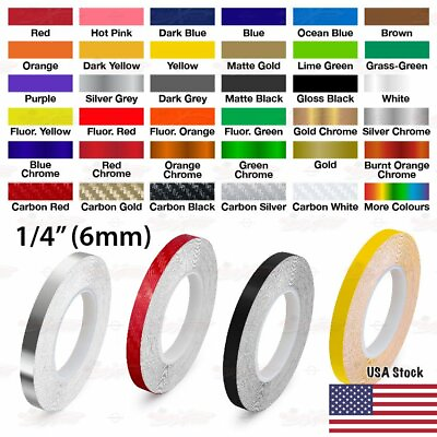 #ad 1 4quot; Roll Vinyl Pinstriping Pin Stripe Solid Line Car Tape Decal Stickers 6mm $8.95
