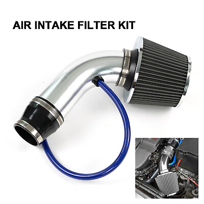 #ad Silver 3quot; Cold Air Intake Filter Induction Kits Pipe Power Flow Hose System Cars $37.59