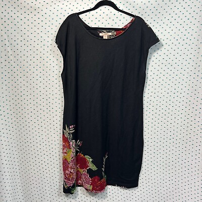 #ad Jonathan Martin Women Plus Size 24W Black Floral Short Sleeve Dress $13.50