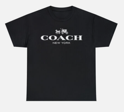#ad Coach New York Logo Unisex T Shirt Regular Fit Cotton Black T Shirt $19.95