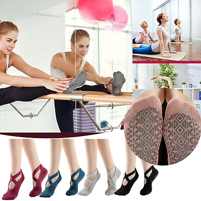 #ad Women Yoga Socks with Non Slip Grip Pilates Barre Ballet Dance Gym Sport Fitness $8.88