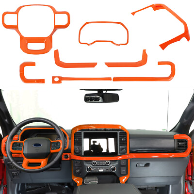 #ad 8x Interior Center Console Dashboard Cover Trim Bezel For Ford F150 2021 Orange $187.99