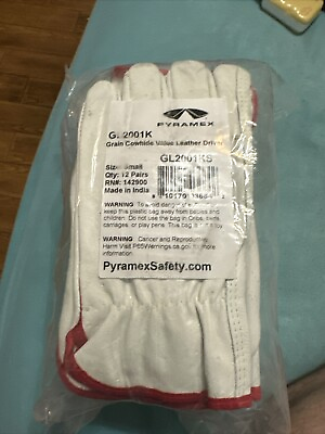 #ad New 12 Pair Pack Cowhide Grain Leather Drivers Work Safety Gloves PPE Small $33.00