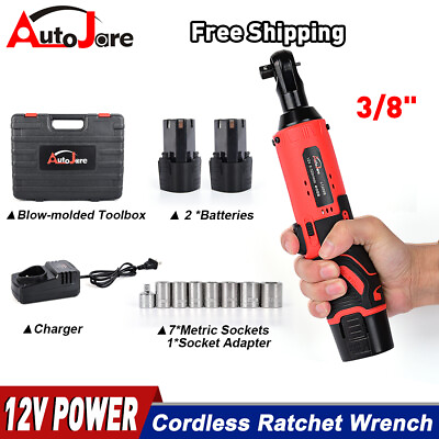 12V 3 8quot; Cordless Electric Ratchet Socket impact Wrench Right Angle Battery 60Nm $50.50