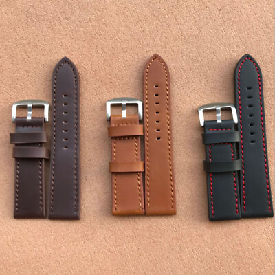 #ad Genuine Leather Watch Band Wristwatch Strap Buckle 18 24mm for Mens Womens LOT C $4.24