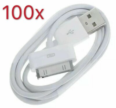 #ad Lot 100 White USB Data Sync Charger Cable Cord For iPhone 4S 3GS iPod Wholesale $79.99