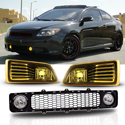 #ad For 2005 2010 Scion TC Fog Lights Yellow Lamp Bumper Grill Wiring Switch Kit $115.98