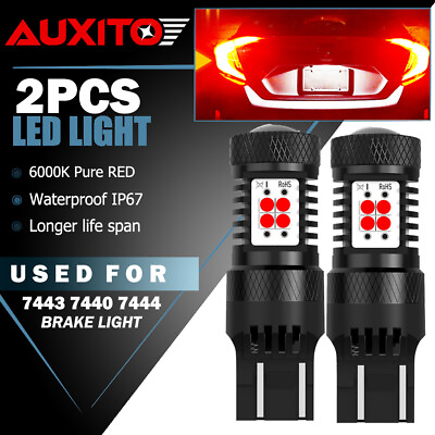 #ad 7443 7444 7440 7441 LED Bulbs Brake Stop Light Lamp Red Super Bright 2pcs CANBUS $19.59