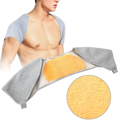 Double Shoulder Support Bamboo Carbon Gold Fleece Winter Warm Pain Relief CHW $14.39