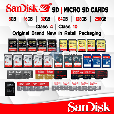 #ad SanDisk SD Or MicroSD Card 16 32 64 128 GB Memory Extreme Pro Ultra Original lot $18.00