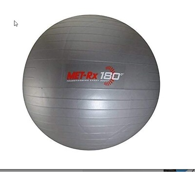 #ad Met Rx 180 Grey Fitness Exercise Ball with Pump plus Met RX Red resistance band $15.99