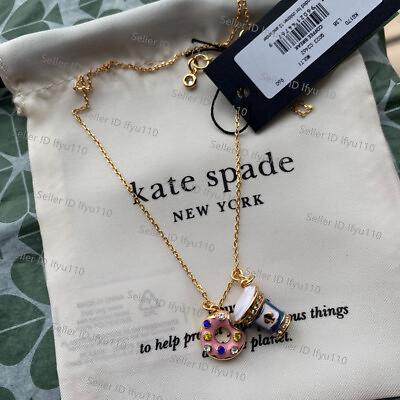 #ad NEW Kate Ks Spade Coffee Break Donut Pendant Necklace $23.99