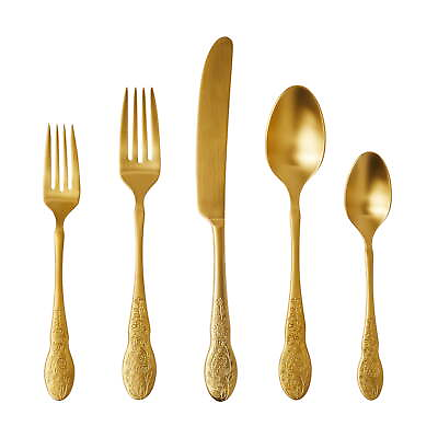 #ad Gold 20 Piece Flatware Set Service for 4 $15.76