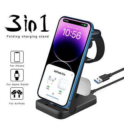 #ad 3in1 Fast Charging Stand Dock Station Charger For Apple Watch Air Pods iPhone 14 $8.90