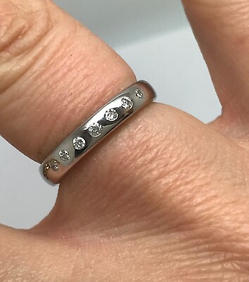 #ad 18ct white gold diamond wedding band ring uk size L. Studded. New. GBP 475.00