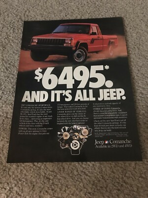 #ad Vintage 1987 JEEP COMANCHE 2WD 4WD Print Ad RED 1980s $6.99