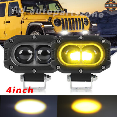 #ad 1 2 4X 4quot; Yellow White LED Work Light Offroad SPOT Pods Fog ATV SUV Driving Lamp $69.98