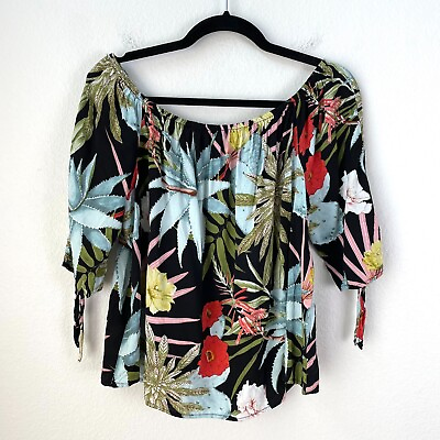 #ad World Market Womens S M Floral Off The Shoulder Blouse Short Sleeve Top Shirt $19.99