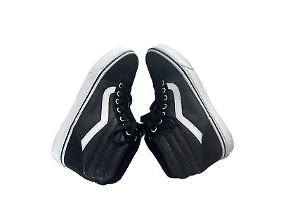 #ad Vans Black With White High Top sneakers $29.75
