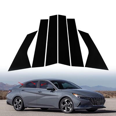 #ad 6pcs Glossy Black Car Pillar Post Door Window Trim For Hyundai Elantra 2021 2023 $15.19