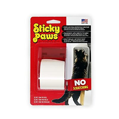 #ad Sticky Paws Cat Scratch Control Strips Roll Transparent Tape Protect Furniture $11.97