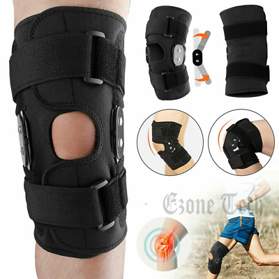 #ad Knee Brace Hinged Compression Sleeve Joint Support Open Patella Stabilizer Wrap $13.41