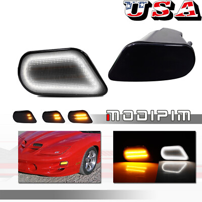 #ad 2PC Turn Signal LED Lights Replacement For 98 02 Pontiac Firebird Trans Am Black $74.99