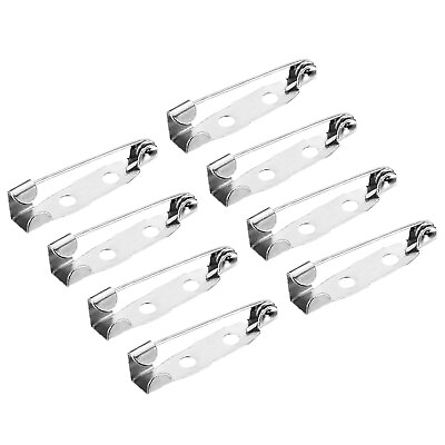 #ad 150Pcs Safety Bar Pins 25mm Brooch Clasp Pin Backs for ID Badges Silver White $11.91