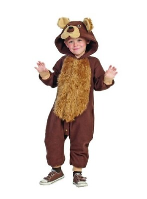 #ad Child Bear Costume Hooded Fleece Jumpsuit Teddy Halloween Party Youth Small 4 6 $37.98
