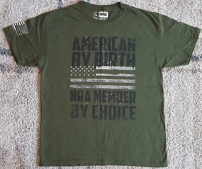 #ad #ad NRA quot;American By Birthquot; T Shirt Large 2nd Amendment USA EUC INV2798 $12.00