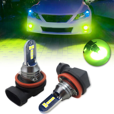 #ad 2pcs Bright Lime Green H11 H8 High Power LED Bulbs For Car Driving Fog Lights $12.28
