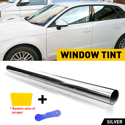 #ad 20quot;x10FT Uncut Roll Window Mirror Silver Chrome Tint Film Car Home Office Glass $12.99