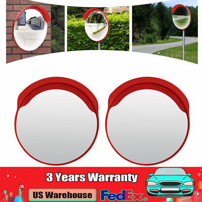 #ad 2PC 24in Convex Traffic Mirror Wide Angle Blind Spot Corner Road Parking Safety $74.86