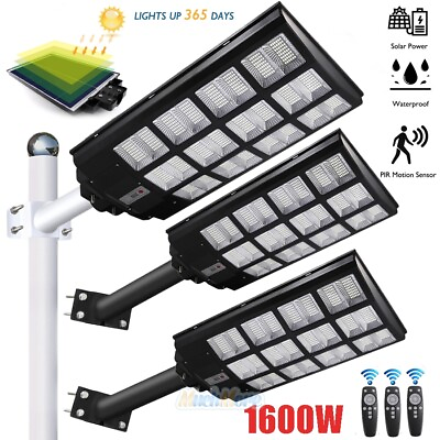 #ad Weathproof 1600W LED Solar Street Light 9000000LM Dusk Dawn Road LampTimerPole $65.85