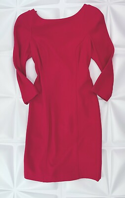 #ad Diane von Fruestenberg Sz 8 Red Arita Sheath Mini Dress Stretch Zip Back Holiday $45.09