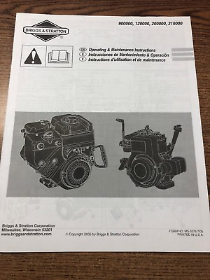 #ad BRIGGS amp; STRATTON OPERATOR AND MAINTENANCE INSTRUCTIONS $8.00