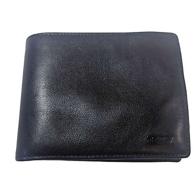 #ad Tumi leather flip wallet black $50.00