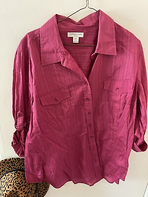 #ad Clearwater Creek Woman’s Button Up Top Size 2X Red $7.50