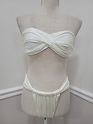 #ad Ujena Vintage#x27;80s Pearl Color Swimsuit 2pcs High Cut Size Large $39.99