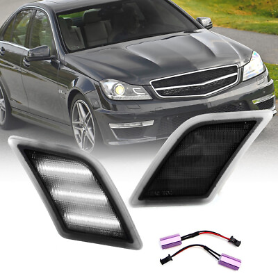 #ad Smoke Lens White Led Side Marker Light for 08 11 Mercedes W204 C300 C350 C63 AMG $39.39
