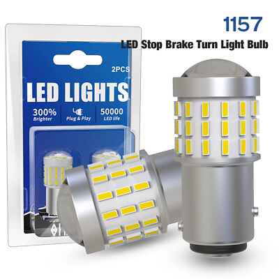 #ad 2X 1157 2057 White LED Stop Turn Signal Brake Tail Side Marker Light Bulb BAY15D $16.99