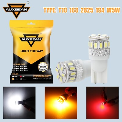 #ad AUXBEAM T10 LED License Plate Light Bulbs Amber Red White Beam 168 194 2825 W5W $11.99
