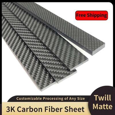 #ad 3k Carbon Fiber Sheet Thickness 0.2 6mm High Strength Frame Board Strip Flat $17.11