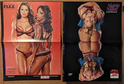 #ad 2 x FLEX Bodybuilding Muscle Magazine Lingerie Double Sided Posters Amanda Blank C $14.95