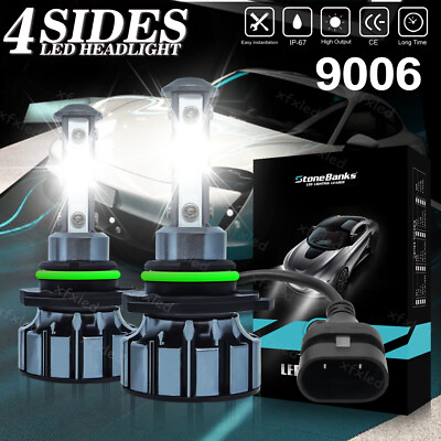 #ad 4 Sides 9006 HB4 LED Headlight Bulbs Kit Low Beam Fog Light 6000K White 360000LM $9.96