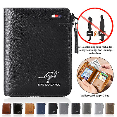 #ad #ad New Men Men#x27;s RFID Blocking T1 Leather Wallet Credit Card ID Durable Waterproof $8.54