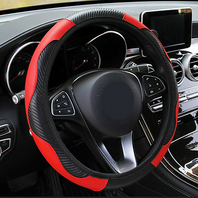 Car Accessories Steering Wheel Cover Black Leather Anti slip 15#x27;#x27; 38cm Universal $7.59