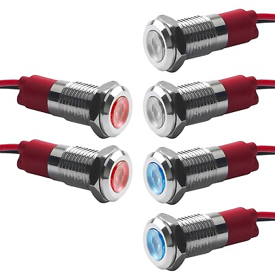 #ad Choose your preferred color 6pcs 12V24V 8mm LED panel pilot dash light bulbs $9.96